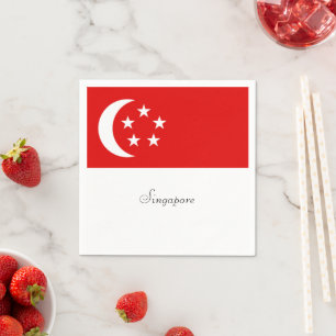 Serviette En Papier Drapeau de Singapour, étiqueté