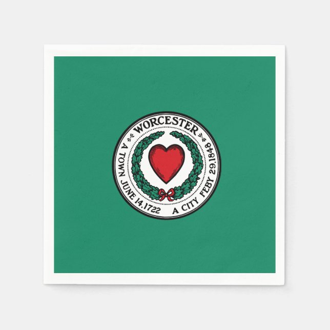 Serviette En Papier Drapeau de Worcester, serviettes du Massachusetts (Devant)