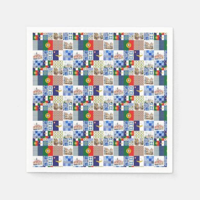 Serviette En Papier Drapeau du Portugal et Drapeau des Açores (Devant)