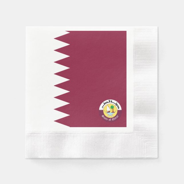 Serviette En Papier Drapeau du Qatar - Emblem (Devant)