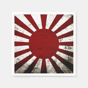 Serviette En Papier Drapeau du Soleil Levant Black Grunge Japon