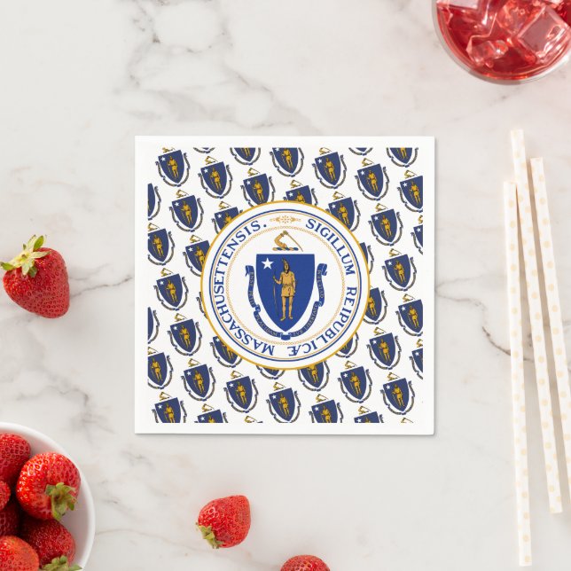 Serviette En Papier Drapeau et sceau du Massachusetts, Massachusetts (En situation)