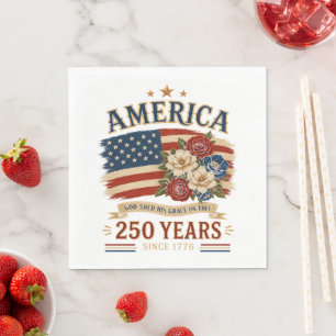 Serviette En Papier Drapeau floral patriotique Amérique 250 ans depuis