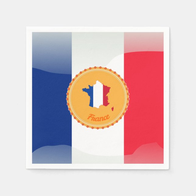 Serviette En Papier drapeau français (Devant)