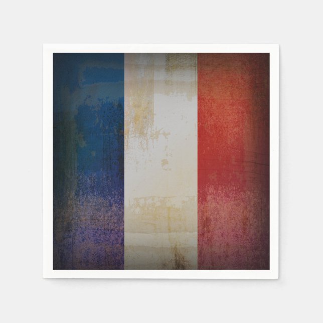 Serviette En Papier Drapeau français en détresse (Devant)