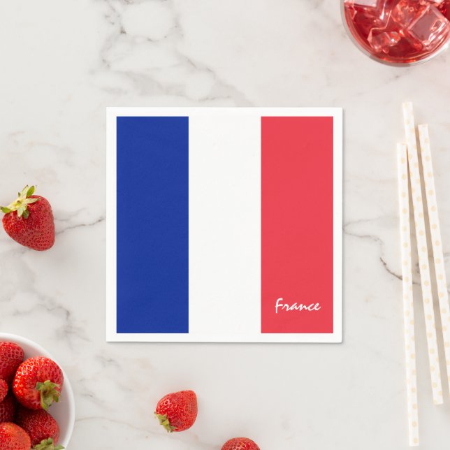 Serviette En Papier Drapeau français & France mode de fête /fans sport (En situation)