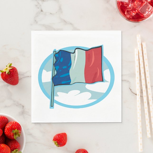 Serviette En Papier Drapeau Français Rouge Blanc Bleu Naples (Créateur téléchargé)