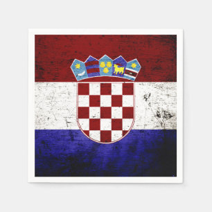 Serviette En Papier Drapeau grunge noir de la Croatie