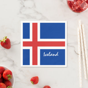 Serviette En Papier Drapeau islandais et fans de vacances/sports islan