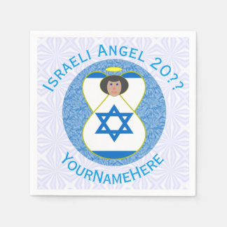 Serviette En Papier Drapeau israélien ange bleu blanc personnalisé