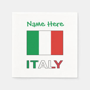 Serviette En Papier Drapeau Italien Nom Tricolore Moderne Ici