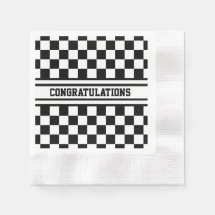 Serviette En Papier Drapeau noir et blanc À damiers vainqueurs