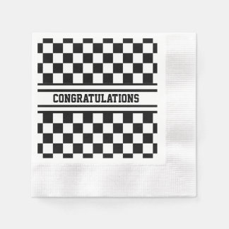 Serviette En Papier Drapeau noir et blanc À damiers vainqueurs