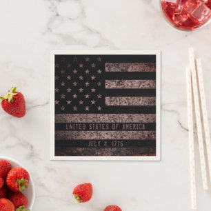 Serviette En Papier Drapeau noir et rose Grunge Vintage américaine