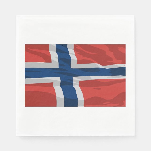 Serviette En Papier Drapeau Norvège Rouge Et Bleu (Devant)