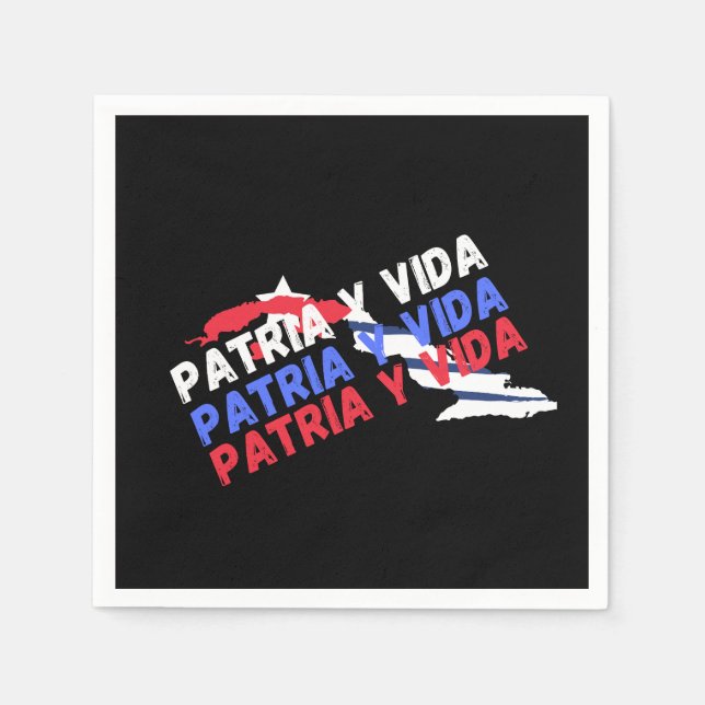 Serviette En Papier Drapeau Patriotique Cuba Patria Y Vida (Devant)