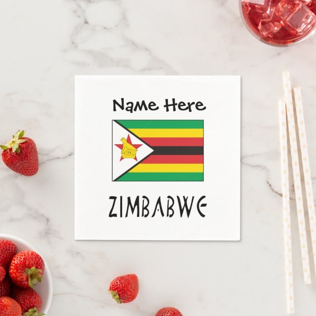 Serviette En Papier Drapeau personnalisé du Zimbabwe (En situation)