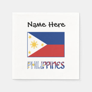 Serviette En Papier Drapeau philippin personnalisé avec nom