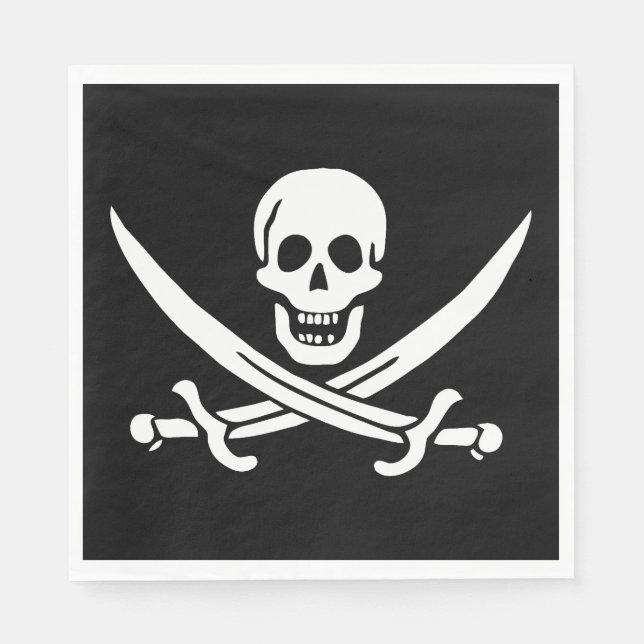 Serviette En Papier Drapeau pirate crâne épées croisées (Devant)