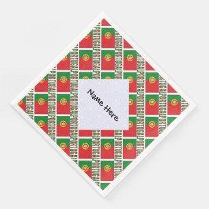 Serviette En Papier Drapeau portugais en carrelage Nom personnalisé