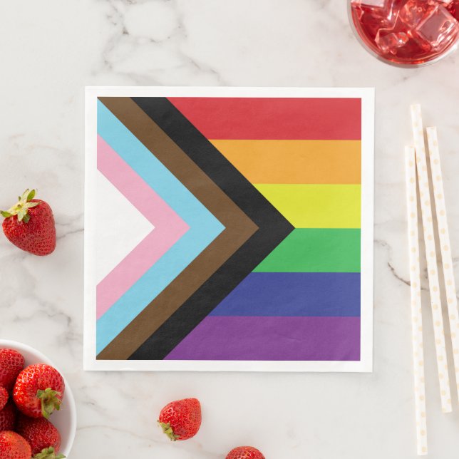 Serviette En Papier Drapeau progressiste LGBTQIA (En situation)