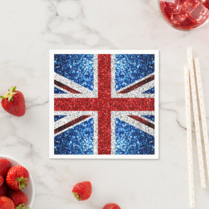 Serviette En Papier Drapeau rouge bleu blanc brillant parties scintill