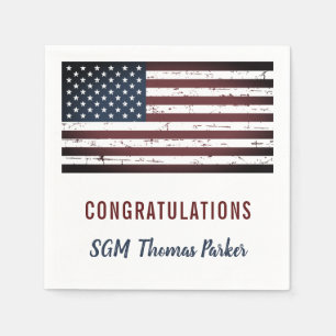 Serviette En Papier Drapeau rustique américain Parti de retraite mili