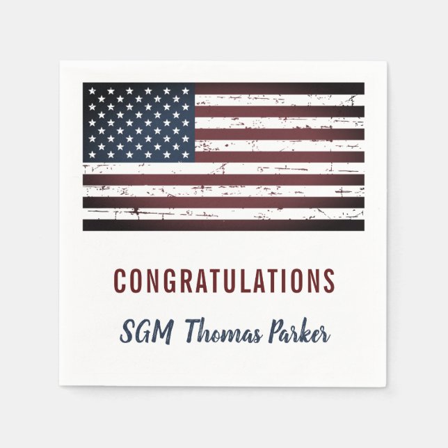 Serviette En Papier Drapeau rustique américain Parti de retraite milit (Devant)
