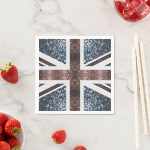 Serviette En Papier Drapeau rustique UK rouge bleu étincelants parties
