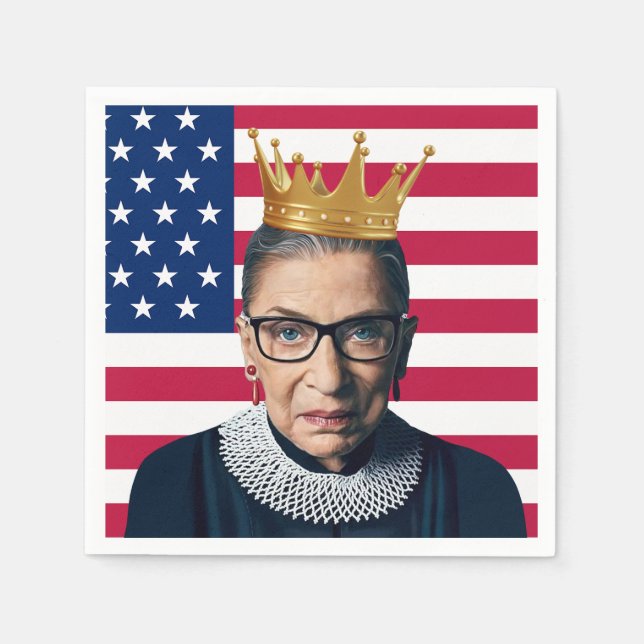 Serviette En Papier Drapeau Ruth Bader Ginsburg Crown et USA (Devant)