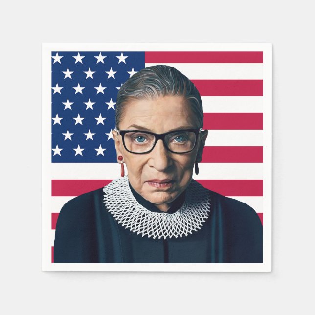 Serviette En Papier Drapeau Ruth Bader Ginsburg et USA (Devant)