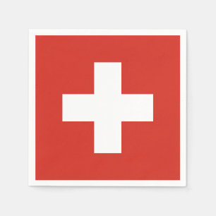 Serviette En Papier Drapeau Suisse - croix blanche