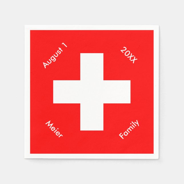 Serviette En Papier Drapeau suisse personnalisé Suisse (Devant)