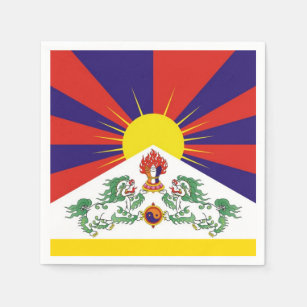 Serviette En Papier Drapeau Tibet & Lions de Neige, mantra - L'Himalay