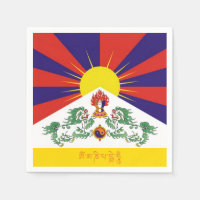 Drapeau Tibet & Lions de Neige, mantra - L'Himalay