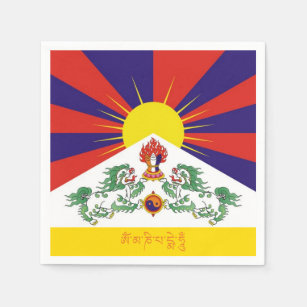 Serviette En Papier Drapeau Tibet & Lions de Neige, mantra - L'Himalay
