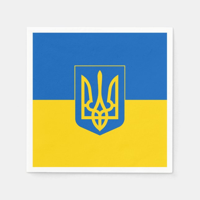 Serviette En Papier Drapeau ukrainien avec armoiries (Devant)