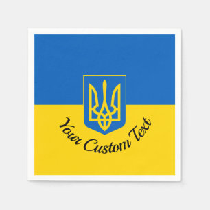 Serviette En Papier Drapeau ukrainien avec armoiries et texte personna