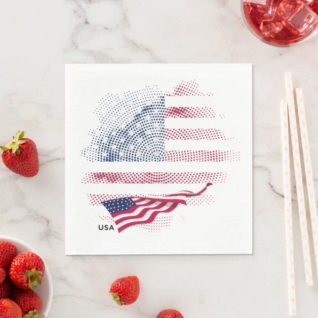 Serviette En Papier Drapeau USA (En situation)