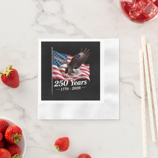 Serviette En Papier Drapeau USA 250 Ans Aigle 1776-2026 (En situation)