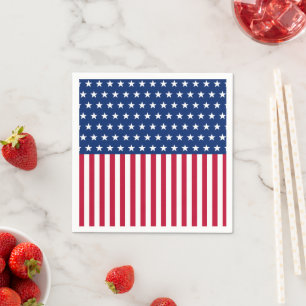 Serviette En Papier Drapeau USA Patriotique Étoiles et Rayures Rouge B