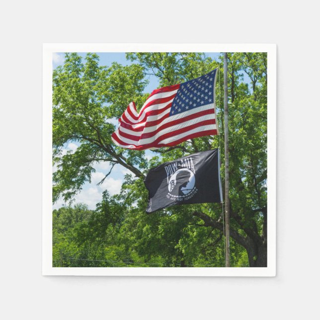 Serviette En Papier Drapeaux Amérique et POW (Devant)