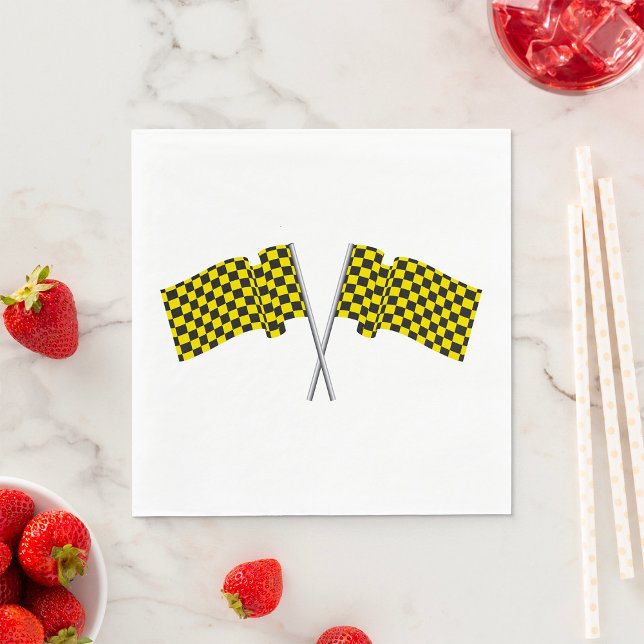 Serviette En Papier Drapeaux de course jaunes et noirs (Créateur téléchargé)