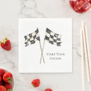 Serviette En Papier Drapeaux de voiture de course Black White Racing