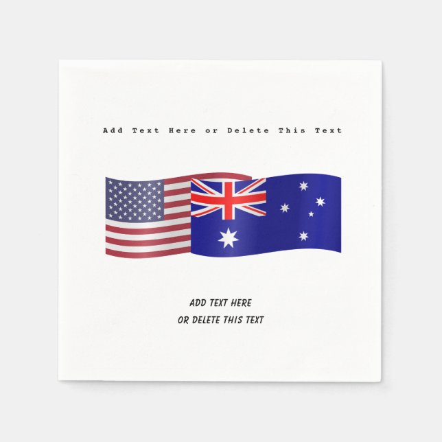 Serviette En Papier Drapeaux des États-Unis et de l'Australie Ajouter  (Devant)