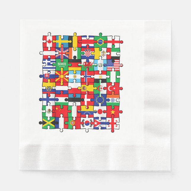 Serviette En Papier Drapeaux des pays du pavillon international (Devant)