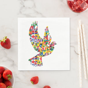 Serviette En Papier Drapeaux du monde de Peace Dove