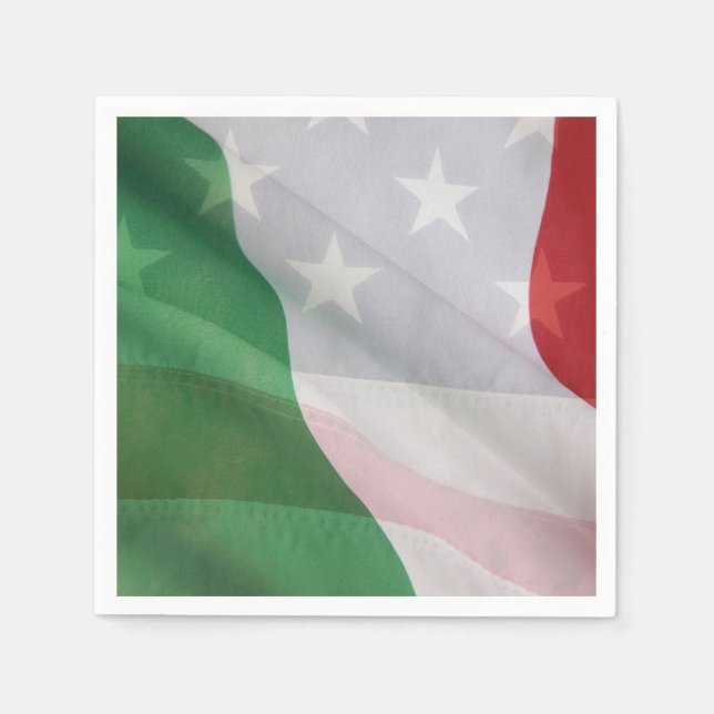 Serviette En Papier Drapeaux italiens et américains (Devant)