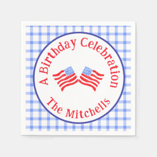Serviette En Papier Drapeaux USA aquarelle Anniversaire 250 ans Rouge