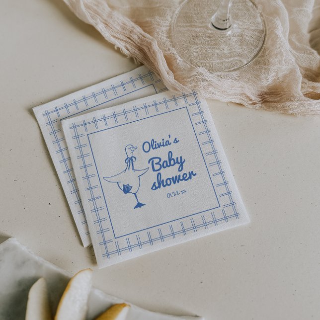 Serviette En Papier Drawn Blue Silly Goose Classic Baby Boy Shower (Créateur téléchargé)
